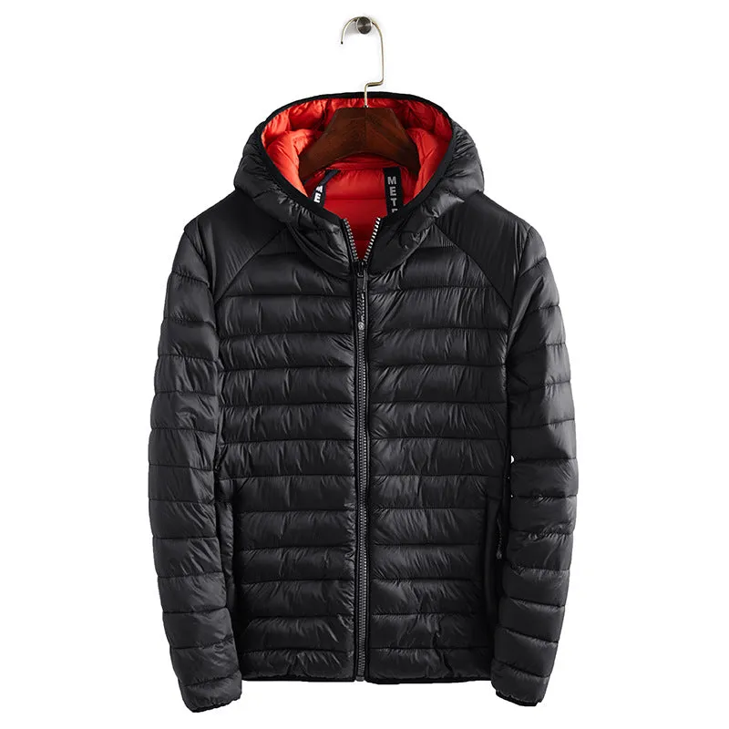 Men's Winter Casual Polyester Hooded Coat With Zippers