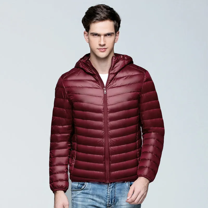 Men's Winter Casual Polyester Hooded Coat With Zippers