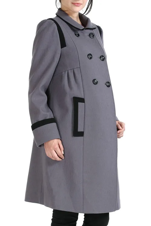 Momo Maternity Women's 'Madison' Double Breasted Wool Blend Coat