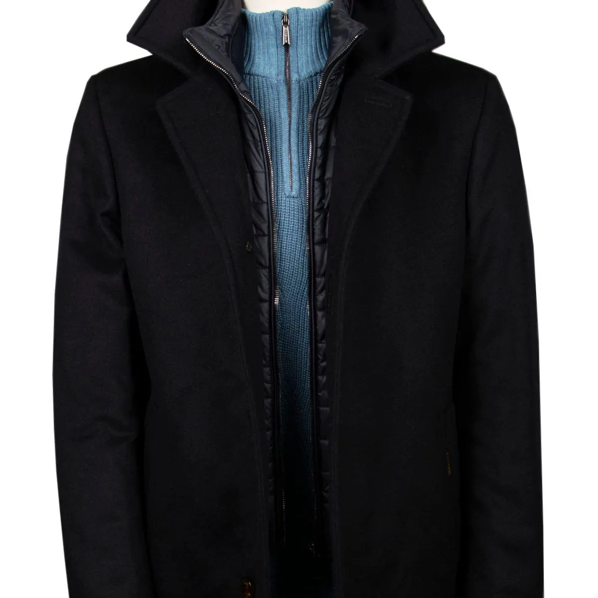 Moorer Navy ‘Monferrato’ Cashmere & Virgin Wool Longline Coat