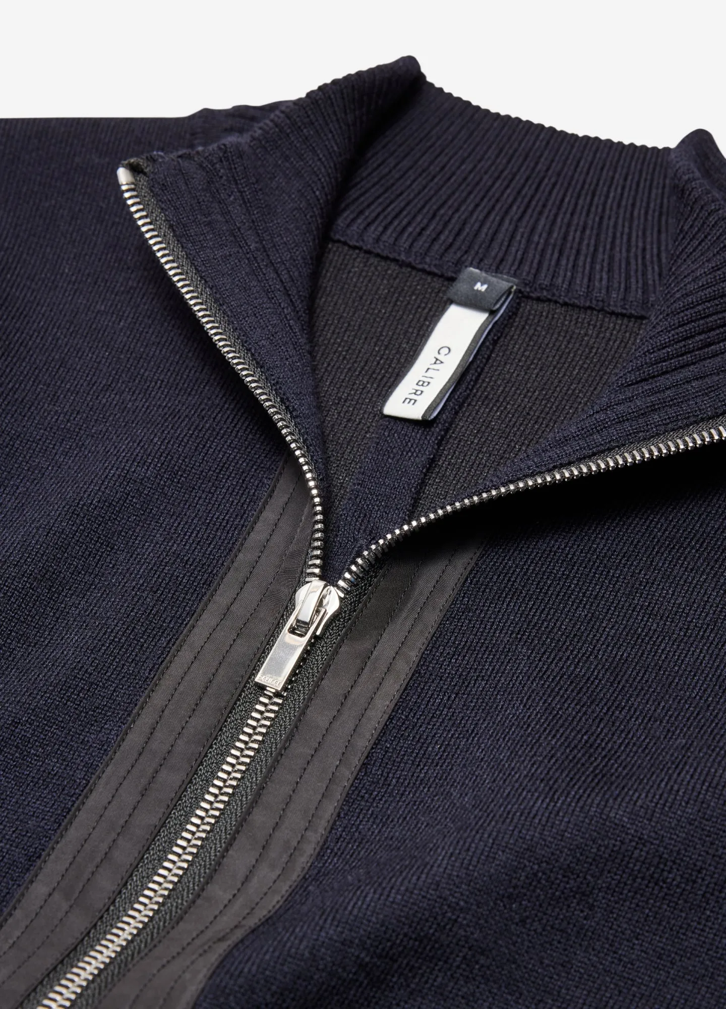 Multi Stitch Zip Knit Jacket Navy