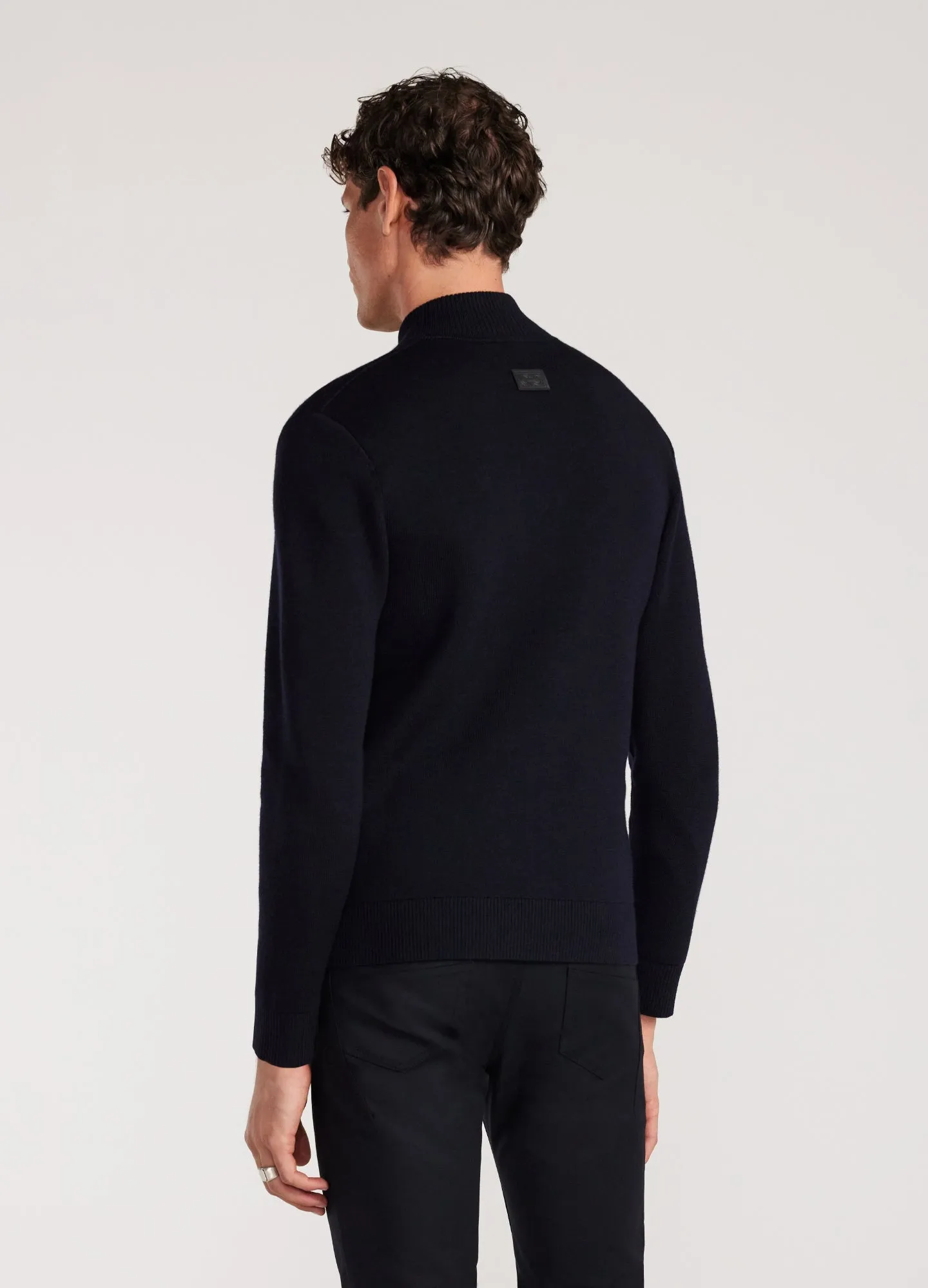 Multi Stitch Zip Knit Jacket Navy