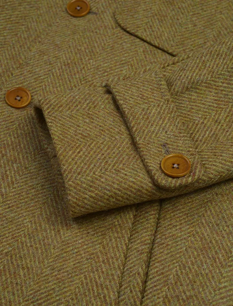 Mustard Herringbone Wool Overcoat