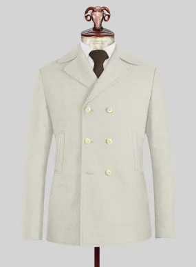 Naples Off White Tweed Pea Coat