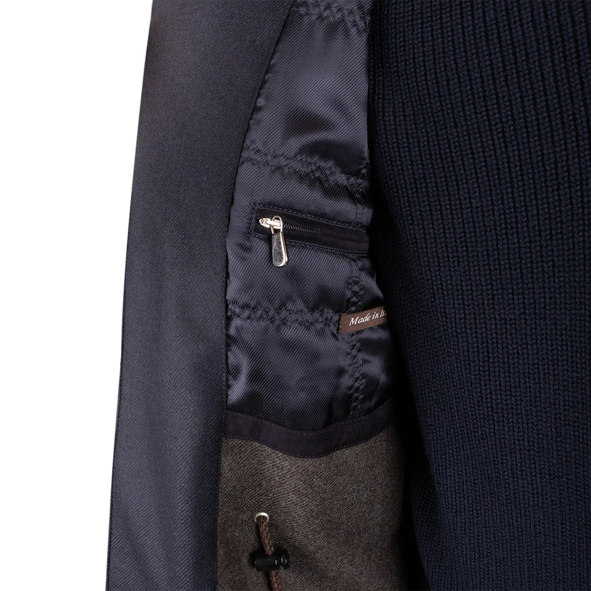 Navy Loro Piana Green Storm System Wool & Cashmere Overcoat