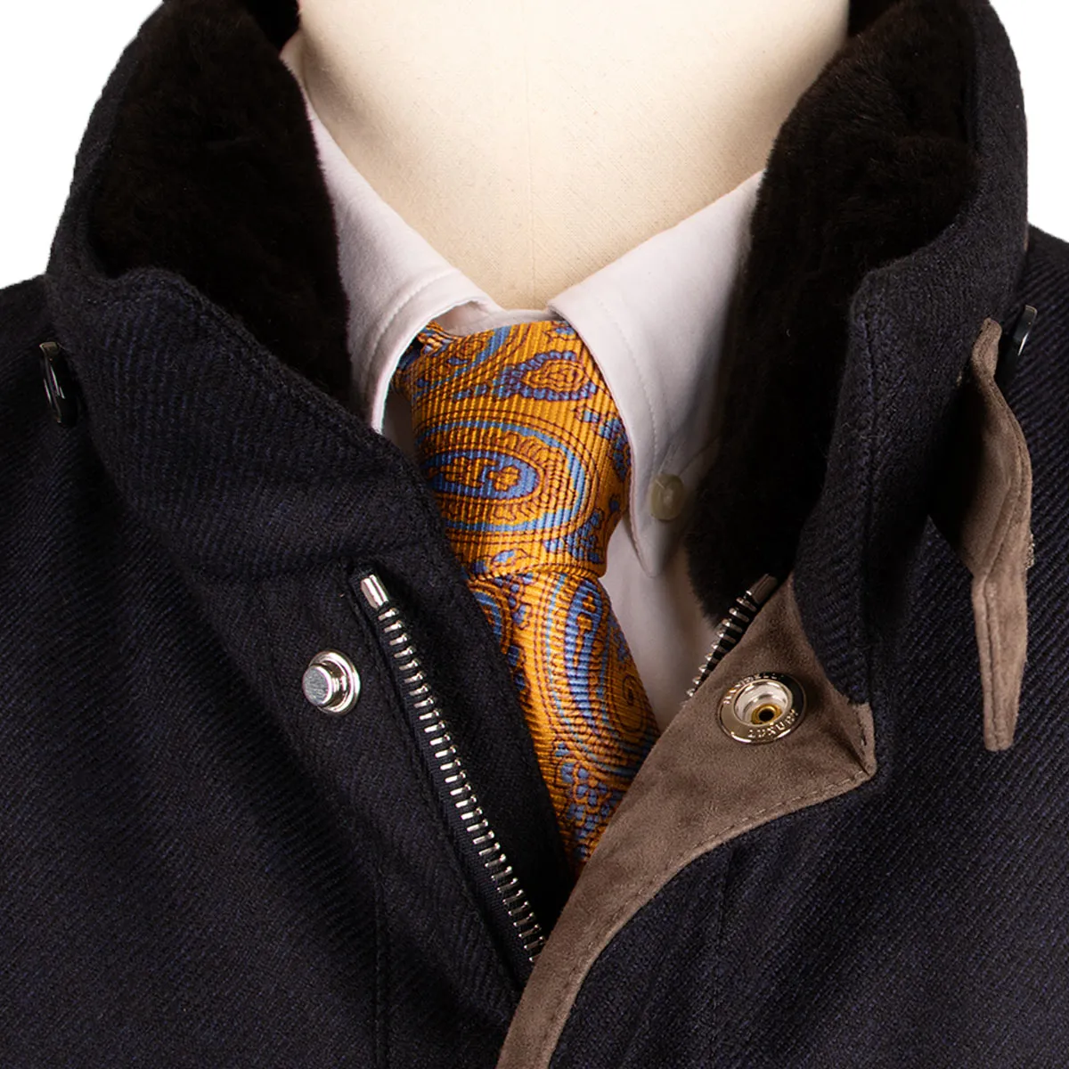 Navy Loro Piana Storm System Wool & Cashmere Overcoat