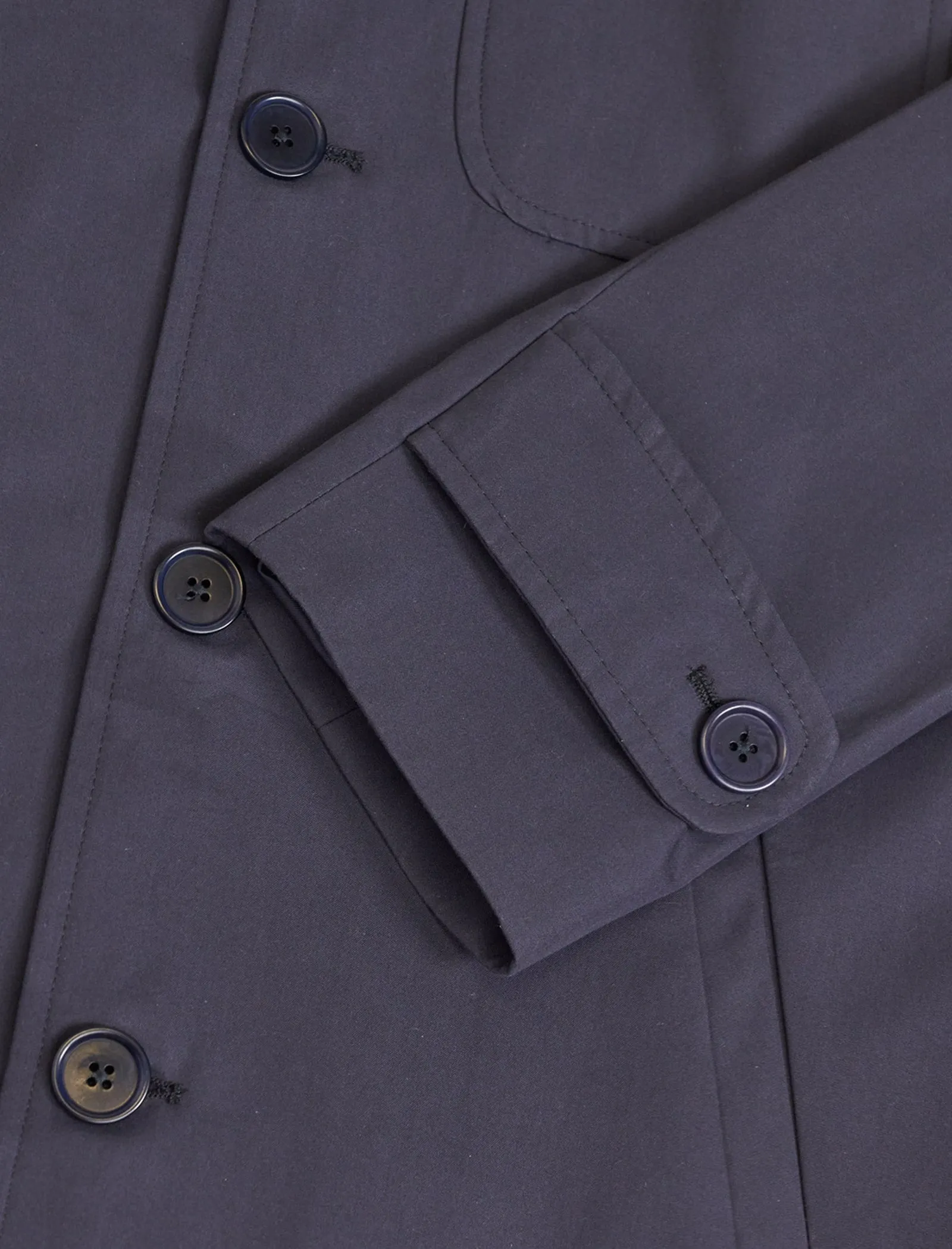 Navy Ventile Cotton Long Overcoat