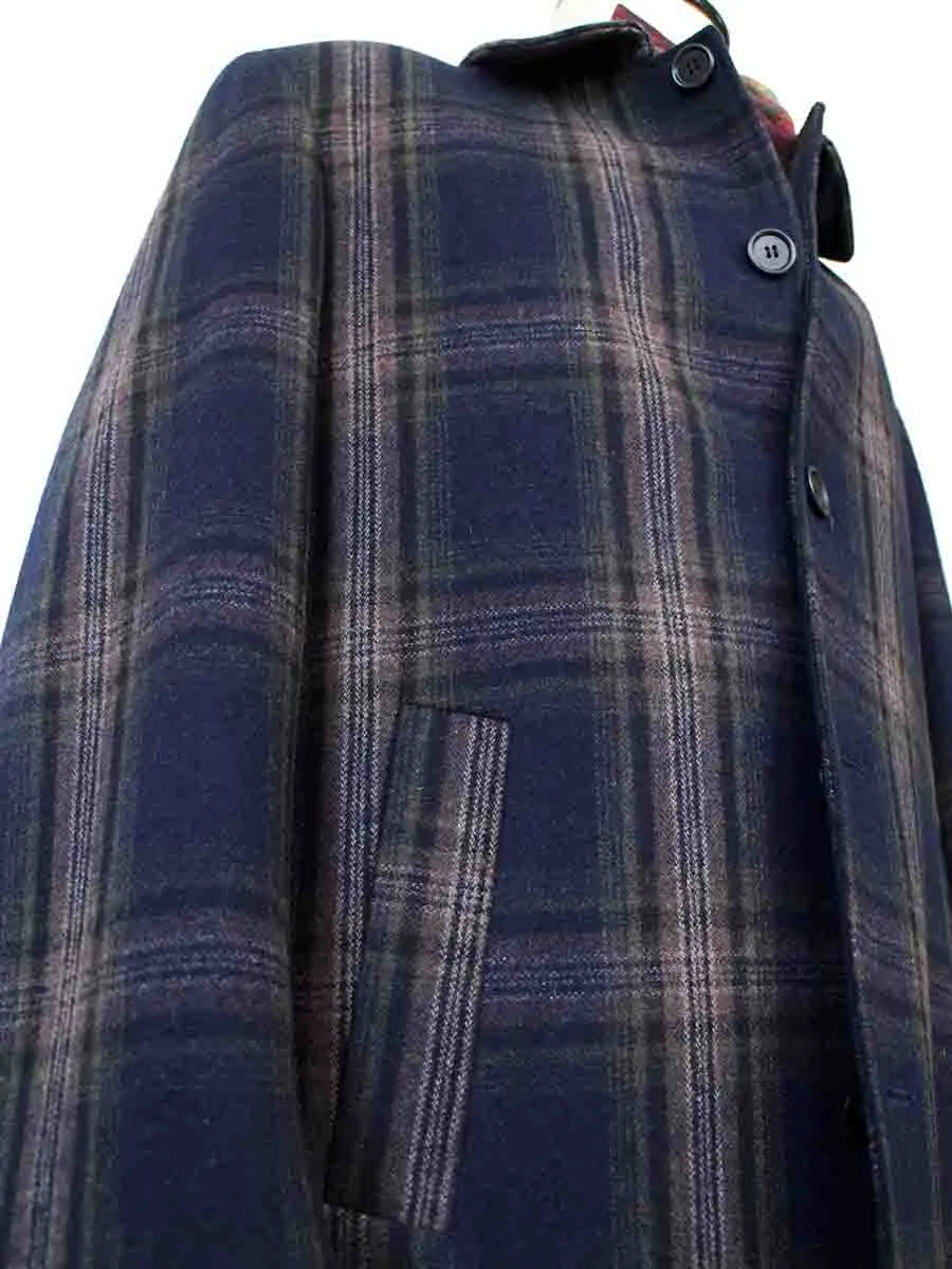 OVERCOATS MIDNIGHT BLUE PLAID TWEED