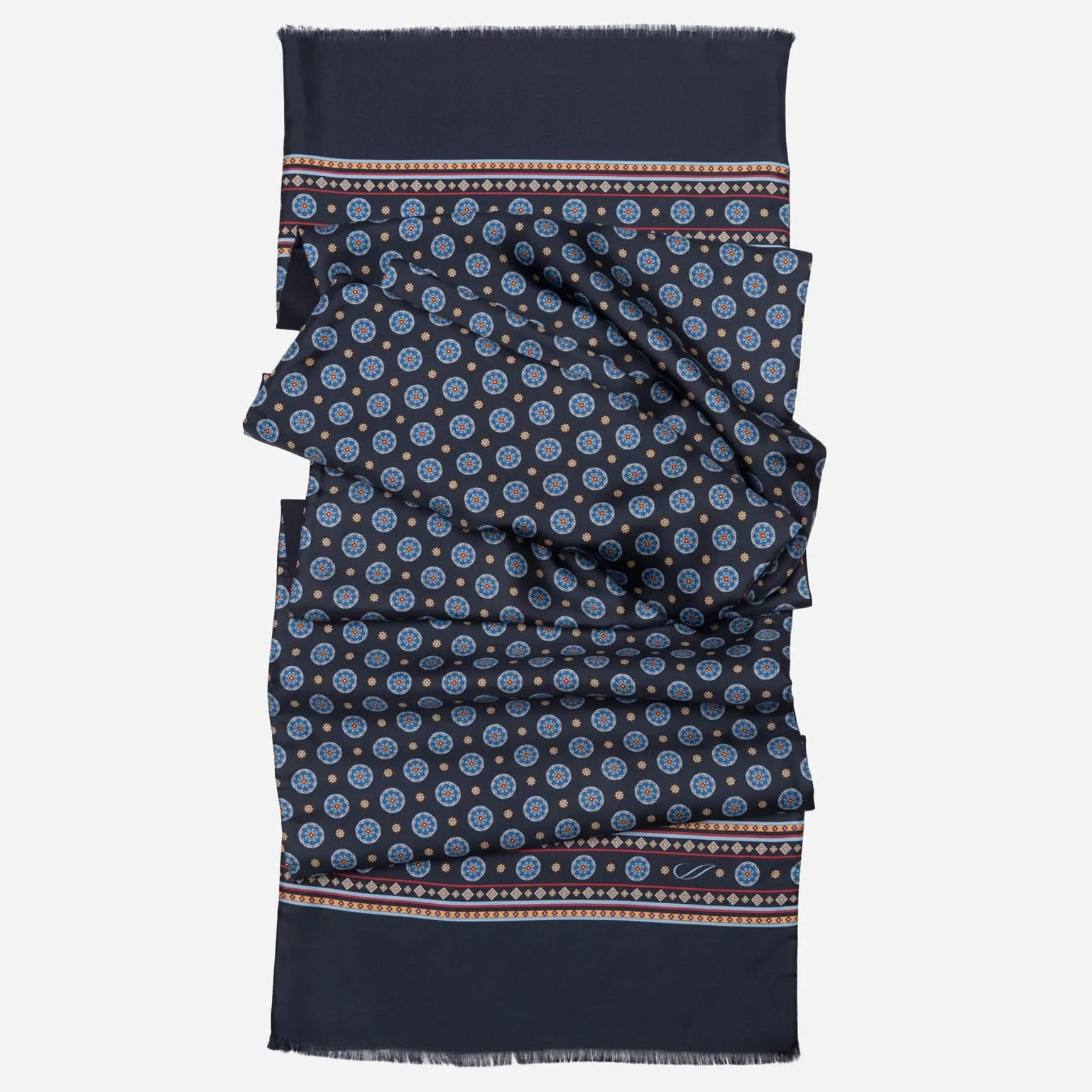 Palatino - Wool Backed Silk Scarf - Navy & Blue