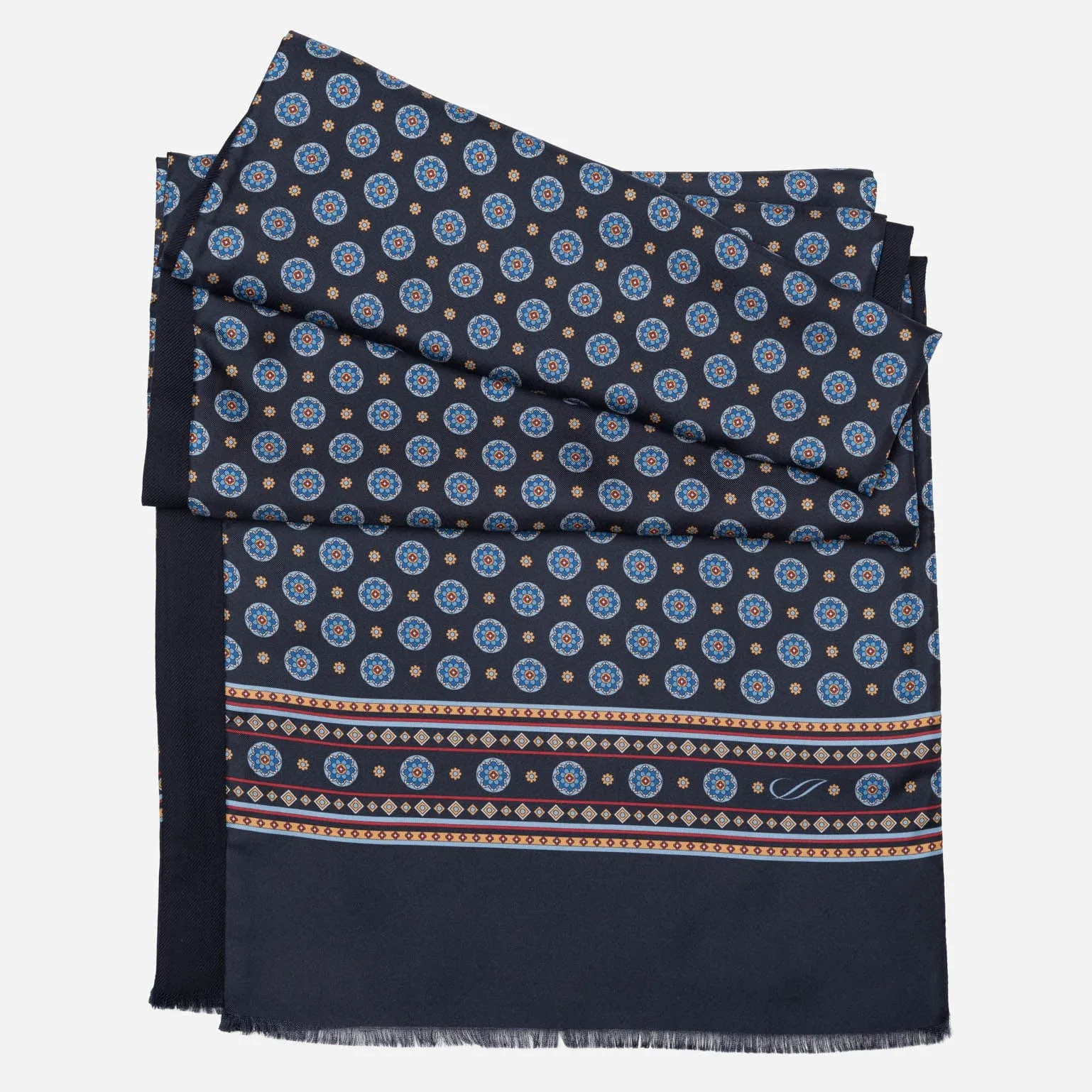 Palatino - Wool Backed Silk Scarf - Navy & Blue