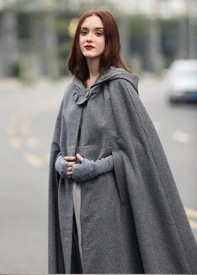 Purpdrank - New Women's Cloaks High Quality Solid Vintage Thick Hood Floor-Length Medieval Long Cape Hoods Overcoats Long Cloak