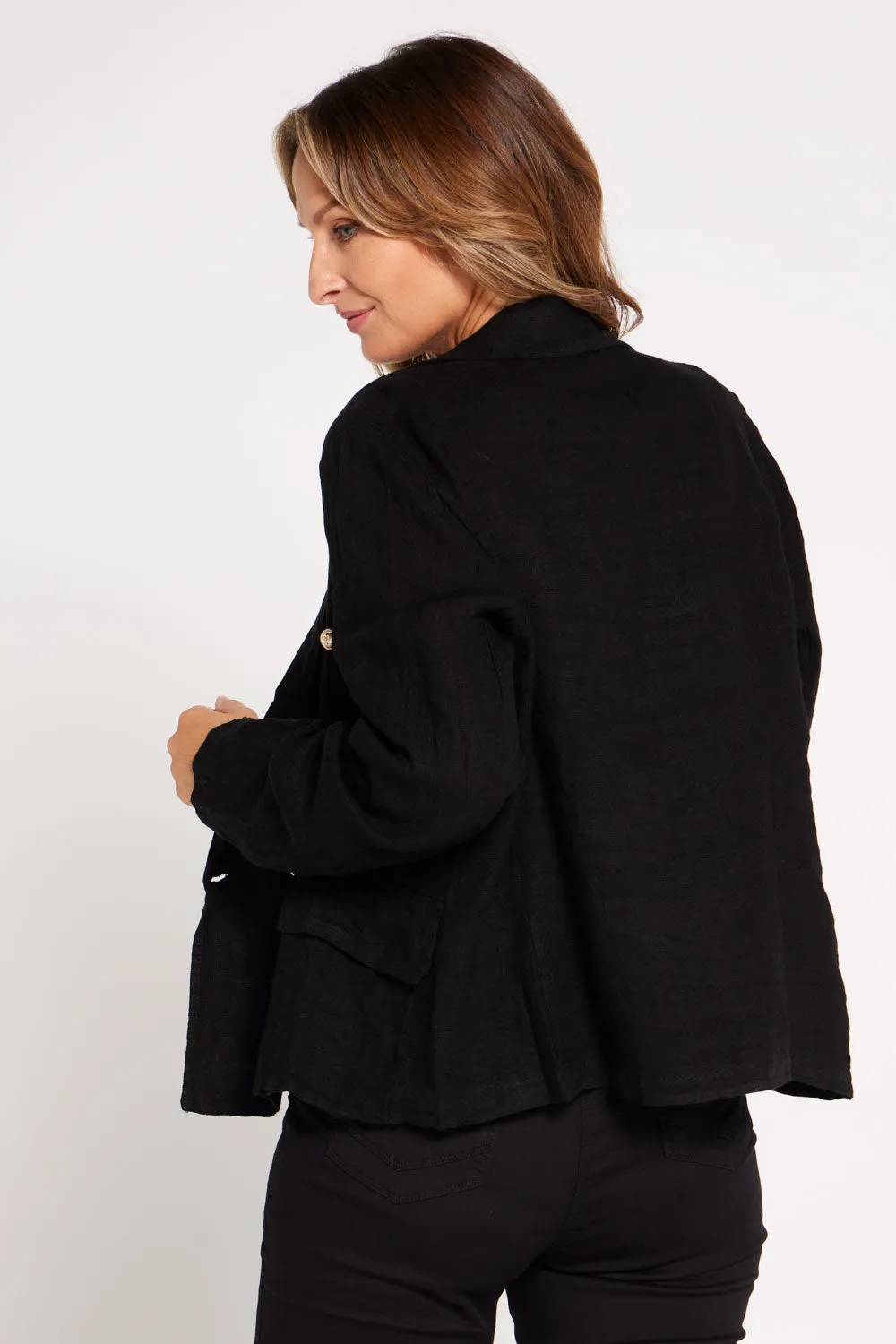 Renee Linen Blazer - Nero