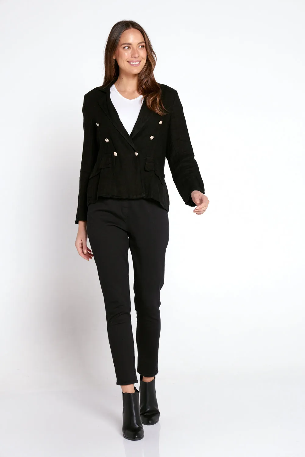 Renee Linen Blazer - Nero