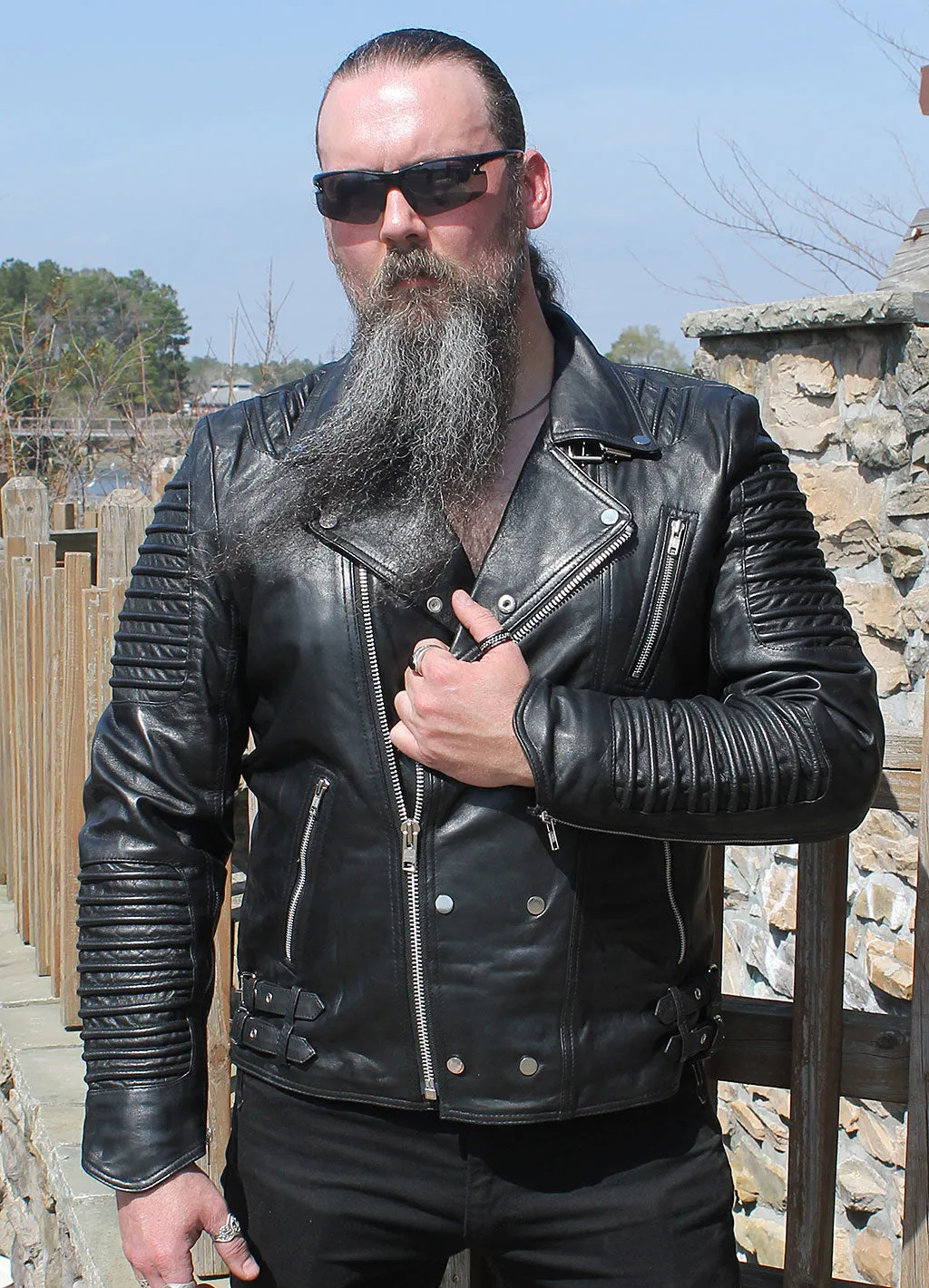 Ribbed Lambskin Motorcycle Jacket #M2806ZK