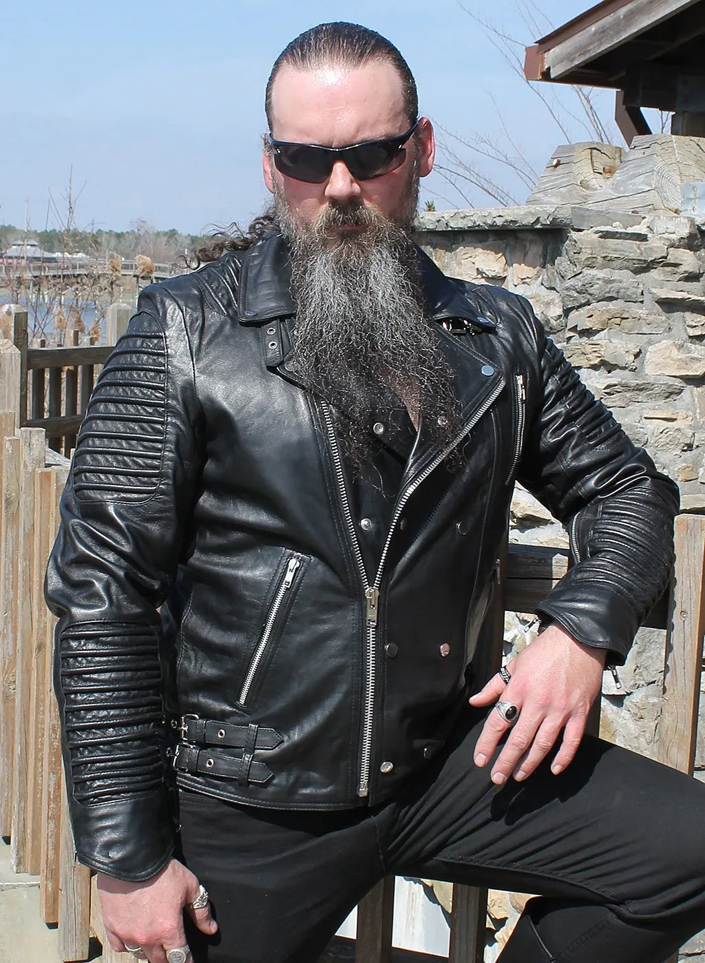 Ribbed Lambskin Motorcycle Jacket #M2806ZK