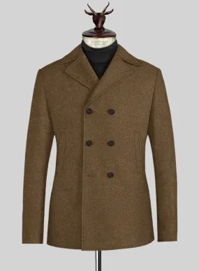 Royal Brown Heavy Tweed Pea Coat