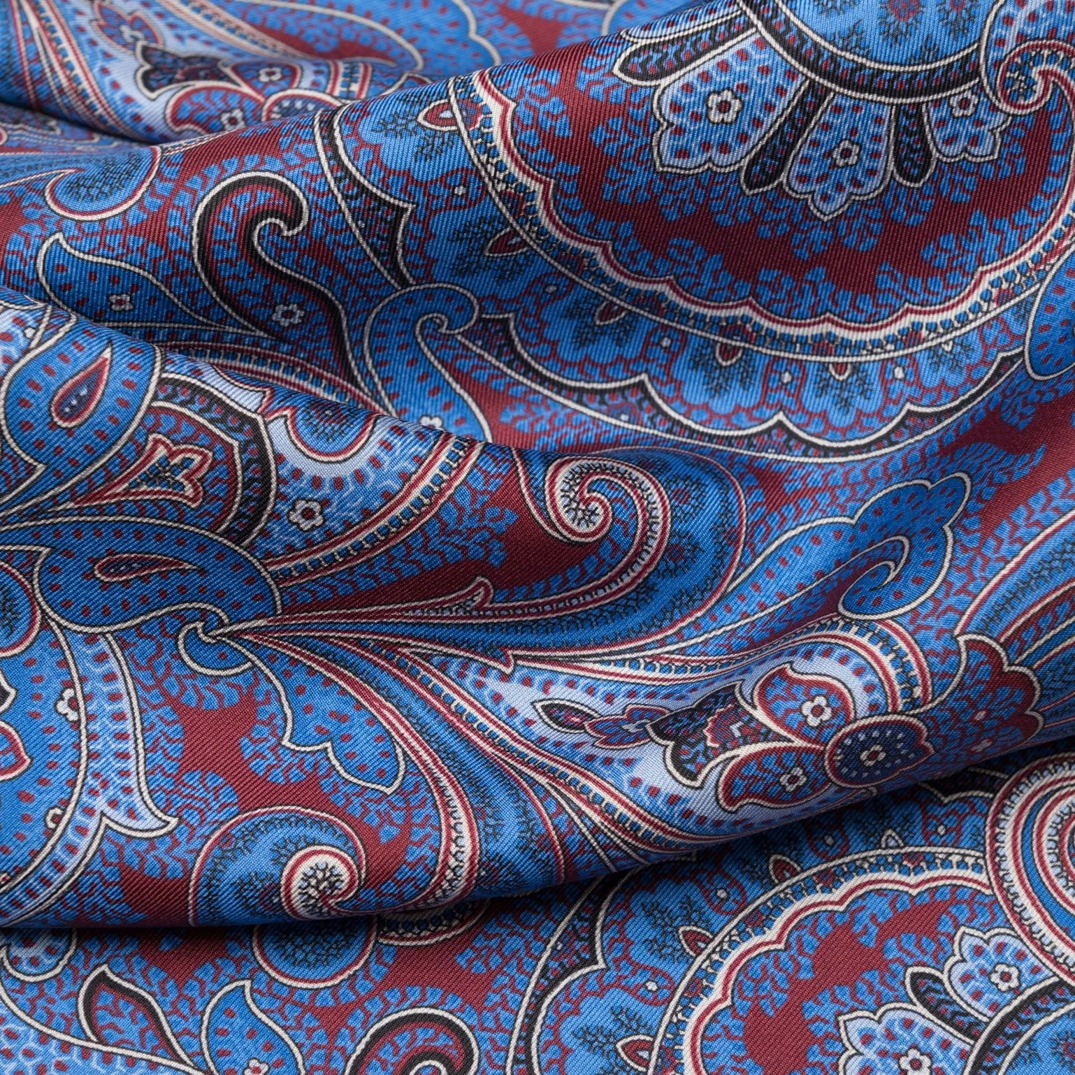 Sorrento - Wool Backed Silk Scarf - Blue & Venetian Red