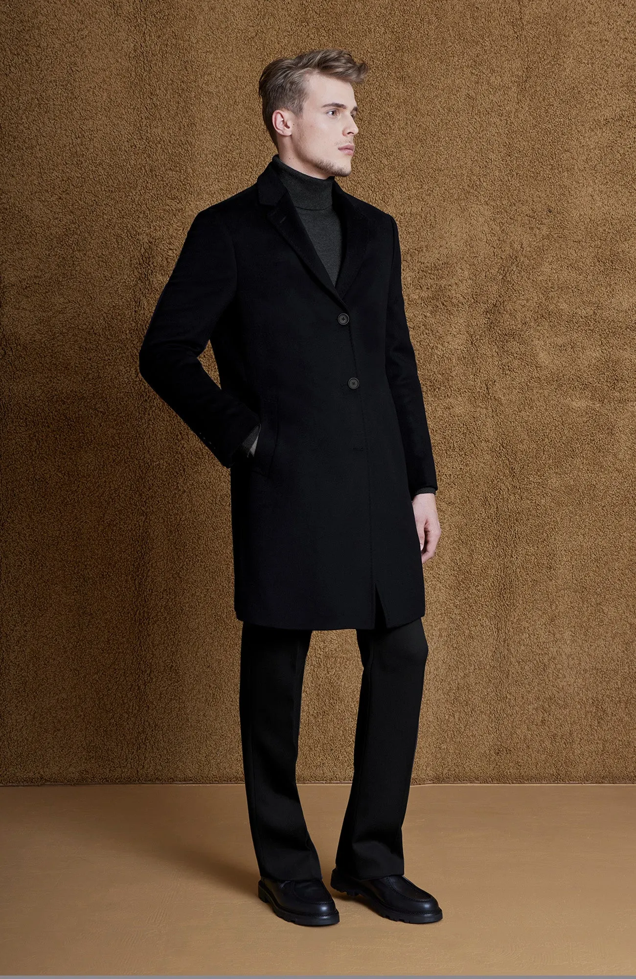 ST. PIERRE BLACK CASHMERE TOPCOAT