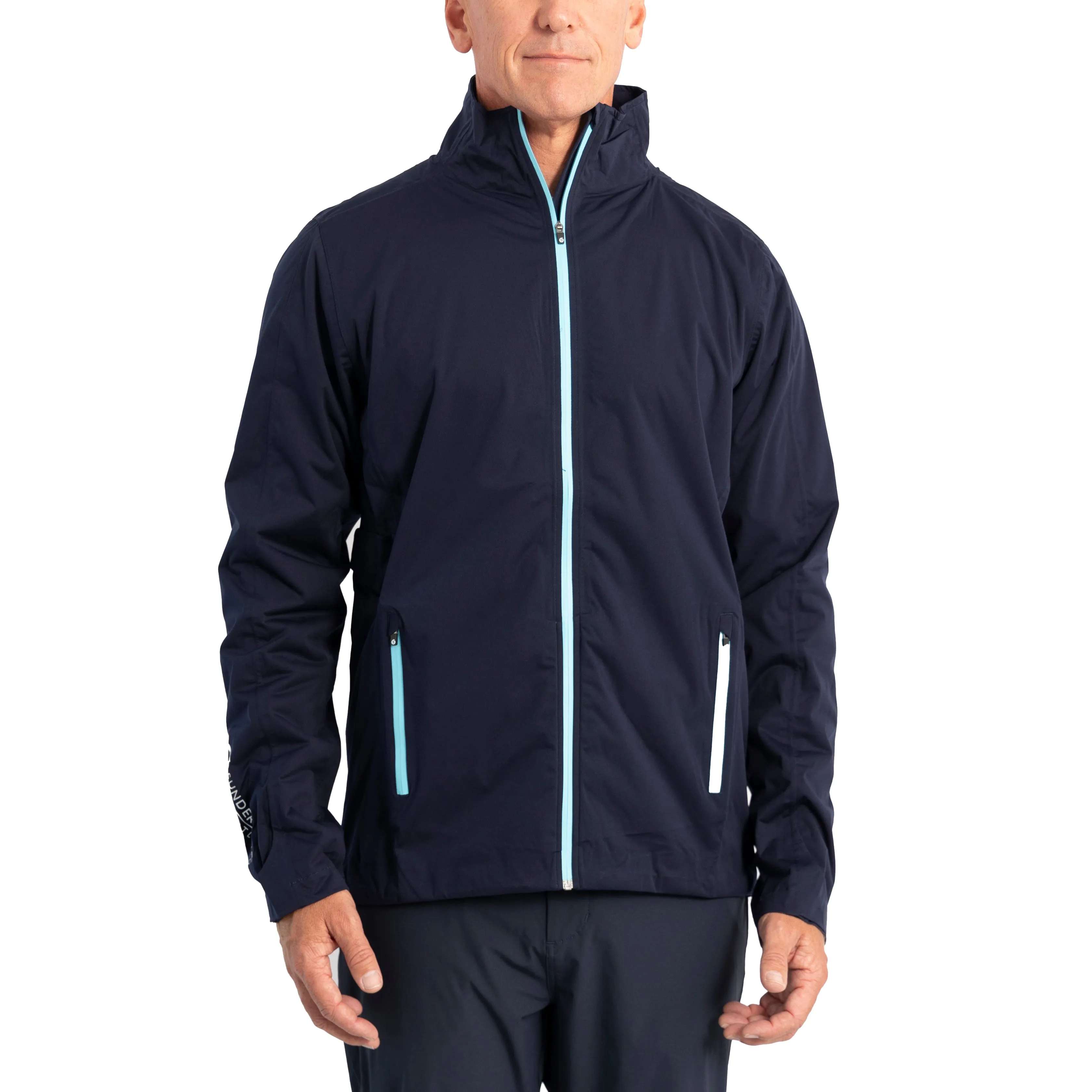 Sunderland Whisperdry Pro-Lite Lightweight Waterproof Golf Jacket - Navy/ Aqua