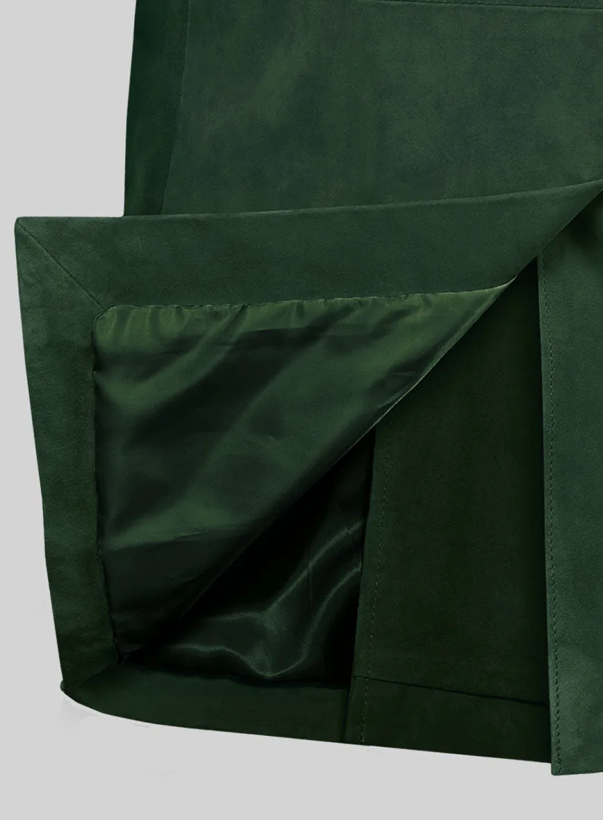 Timber Green Suede Leather Pea Coat