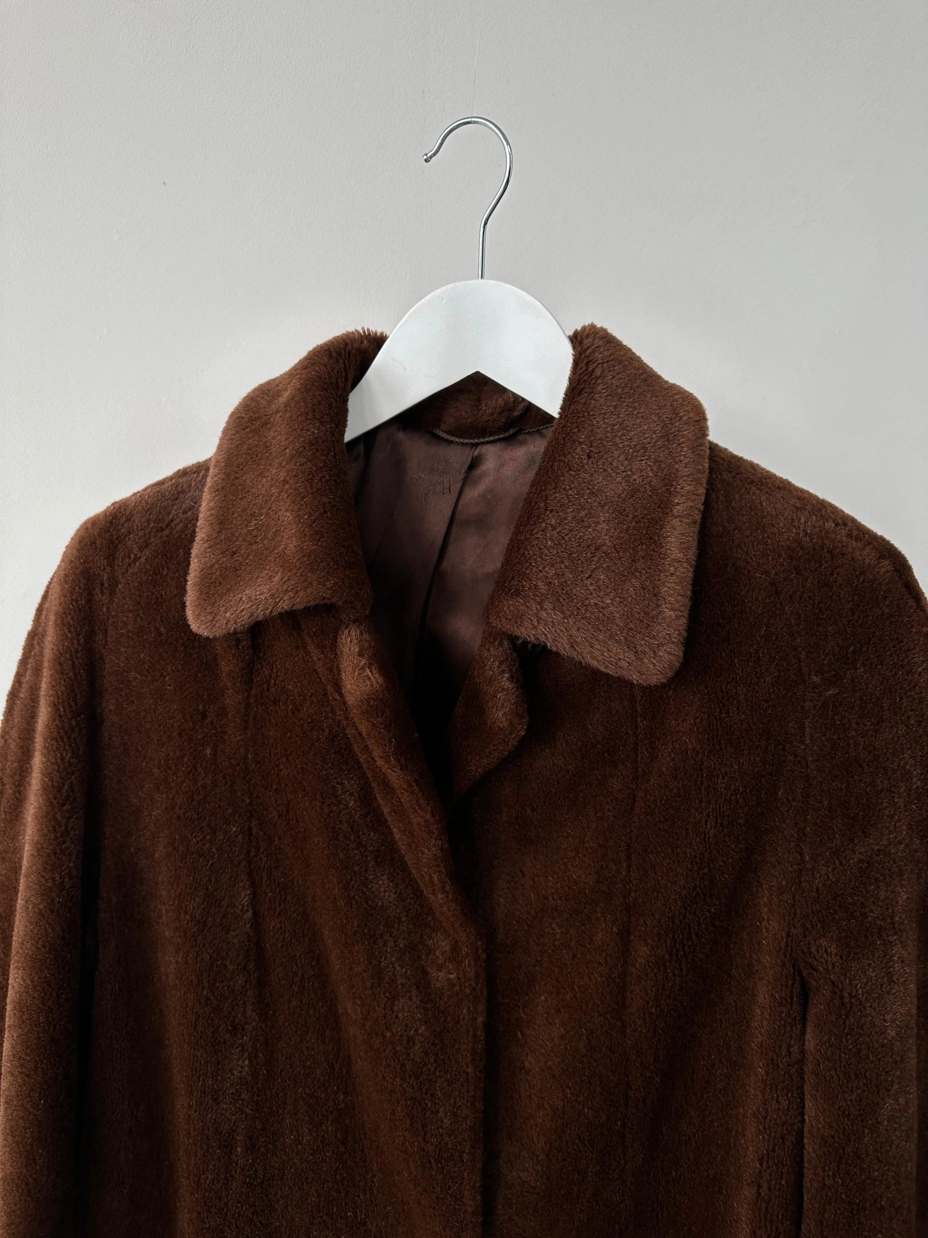 Vintage Alpaca Mohair Fur Single Breasted A-Line Coat - S/M