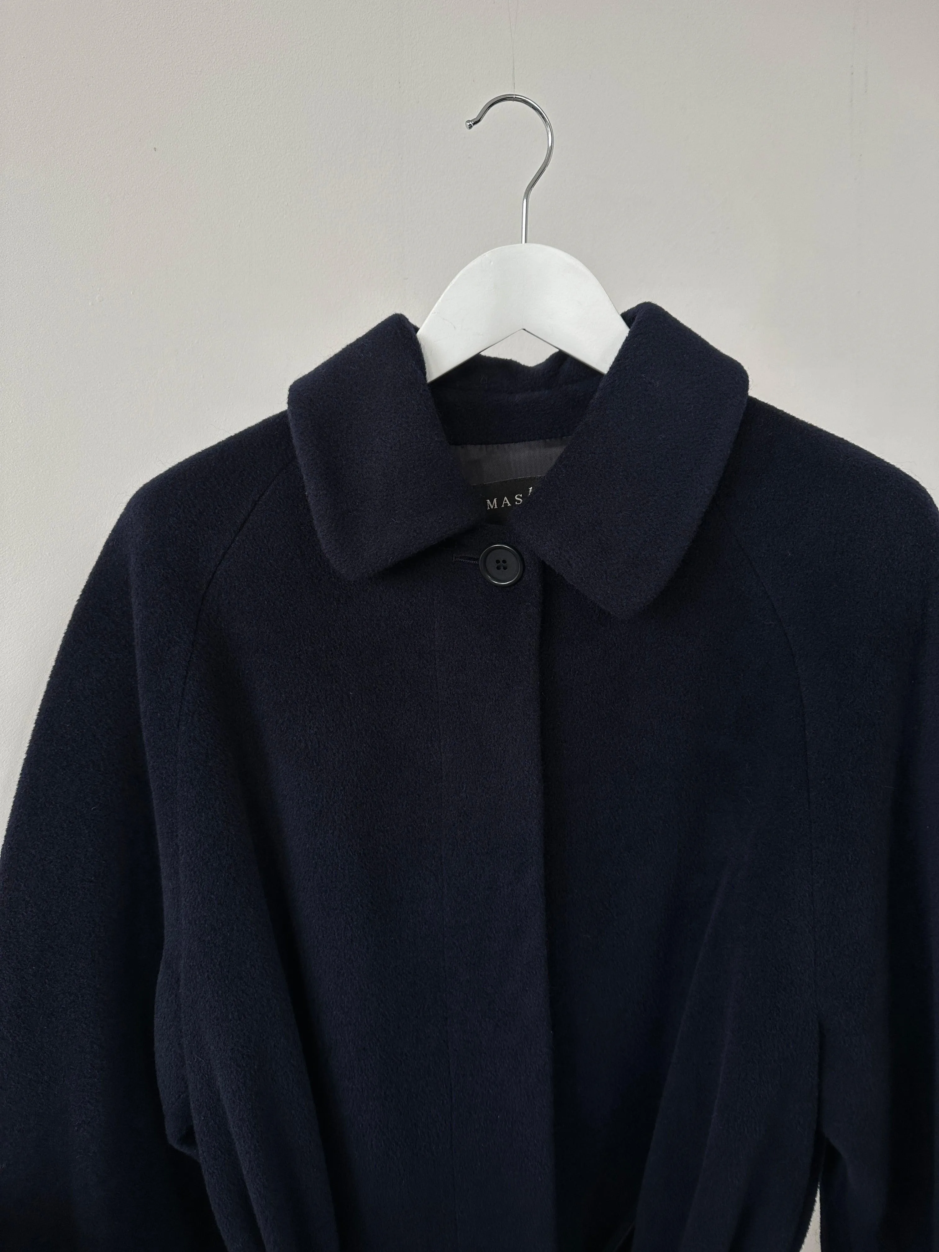 Vintage Wool Concealed Placket Single Breasted Belted Coat - L