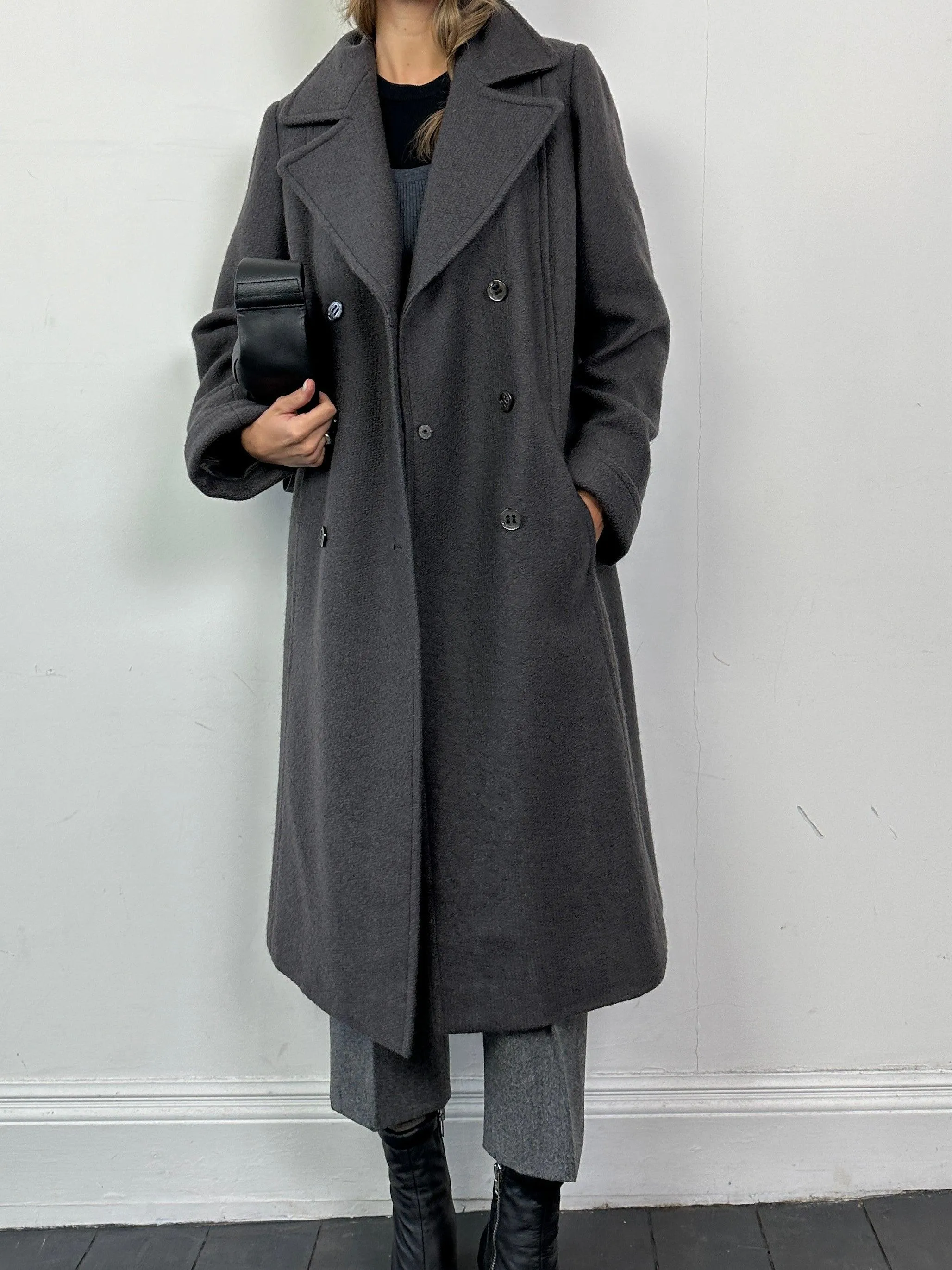 Vintage Wool Double Breasted A-line Coat - M/L