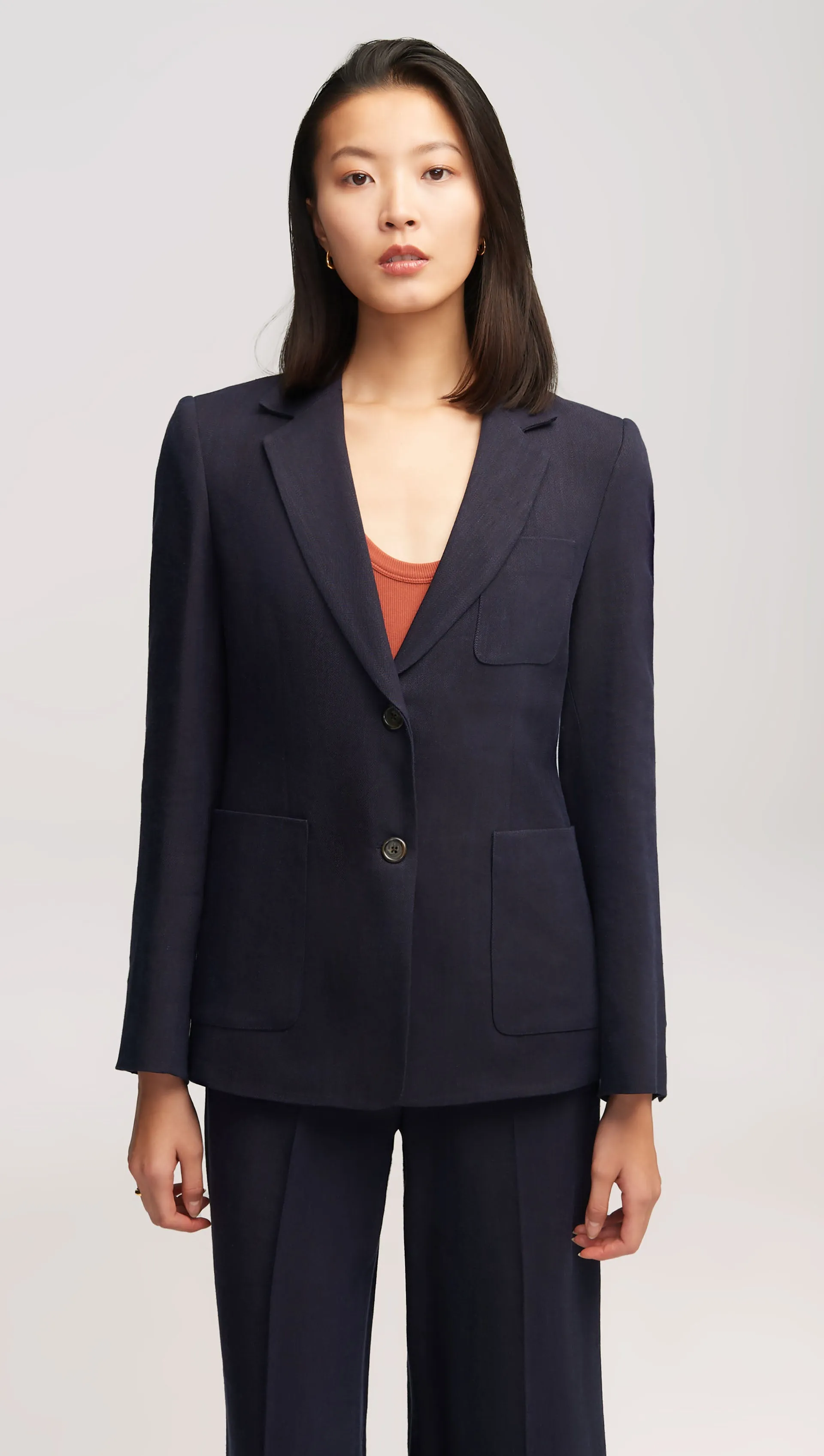 Weekend Blazer in Textured Linen Twill | Midnight