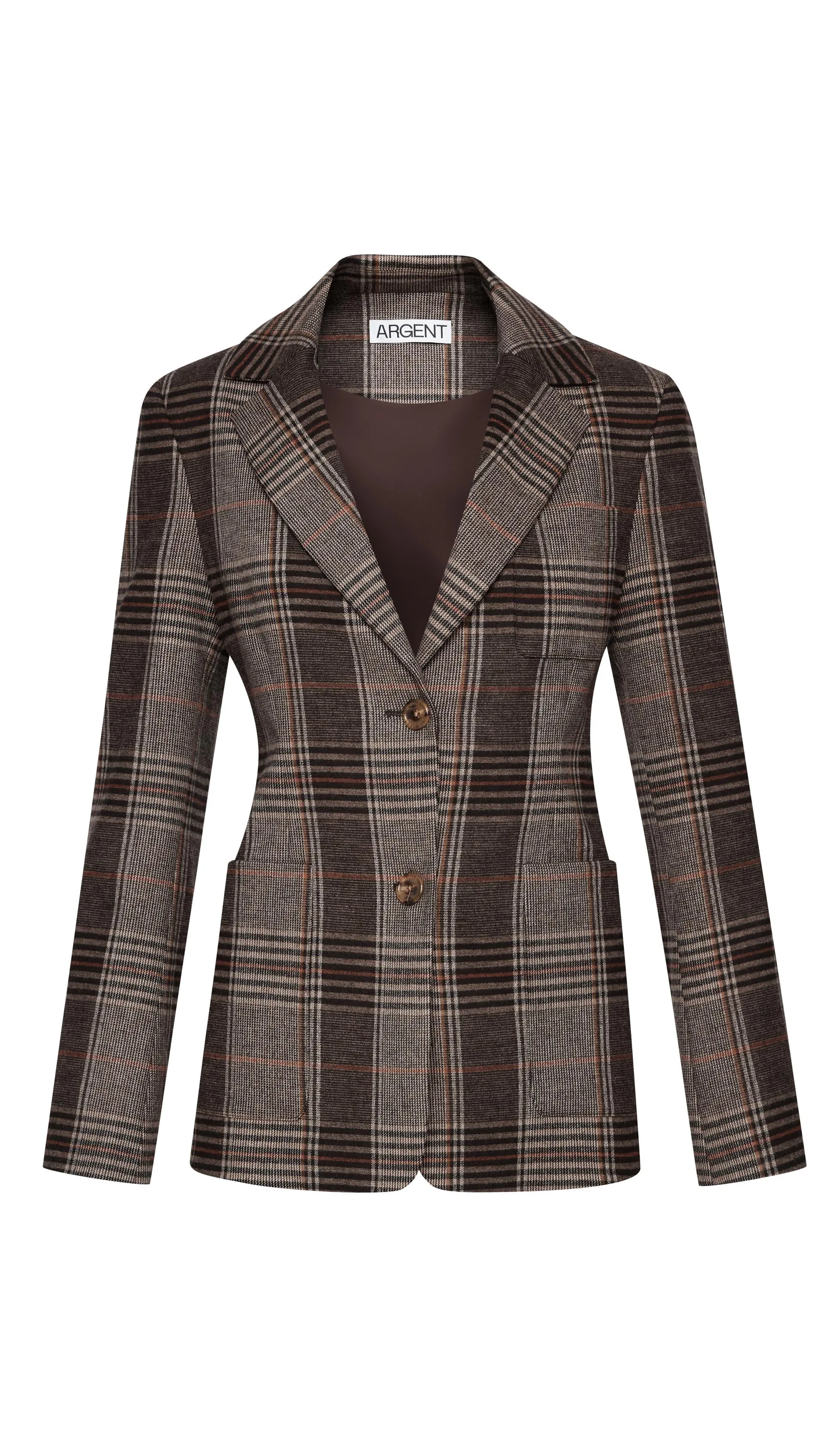 Weekend Blazer in Viscose Blend | Coffee/Beige Plaid