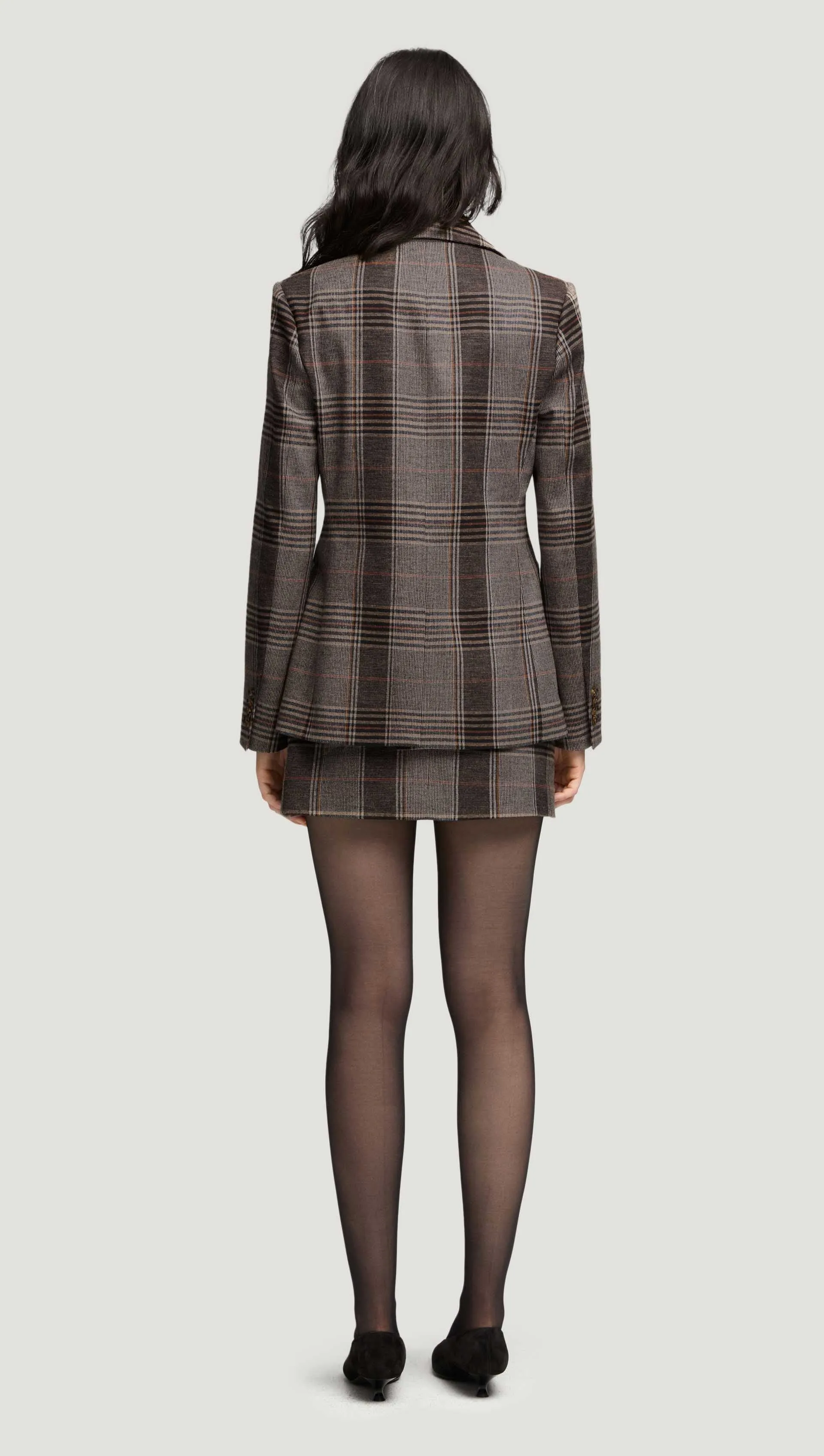 Weekend Blazer in Viscose Blend | Coffee/Beige Plaid