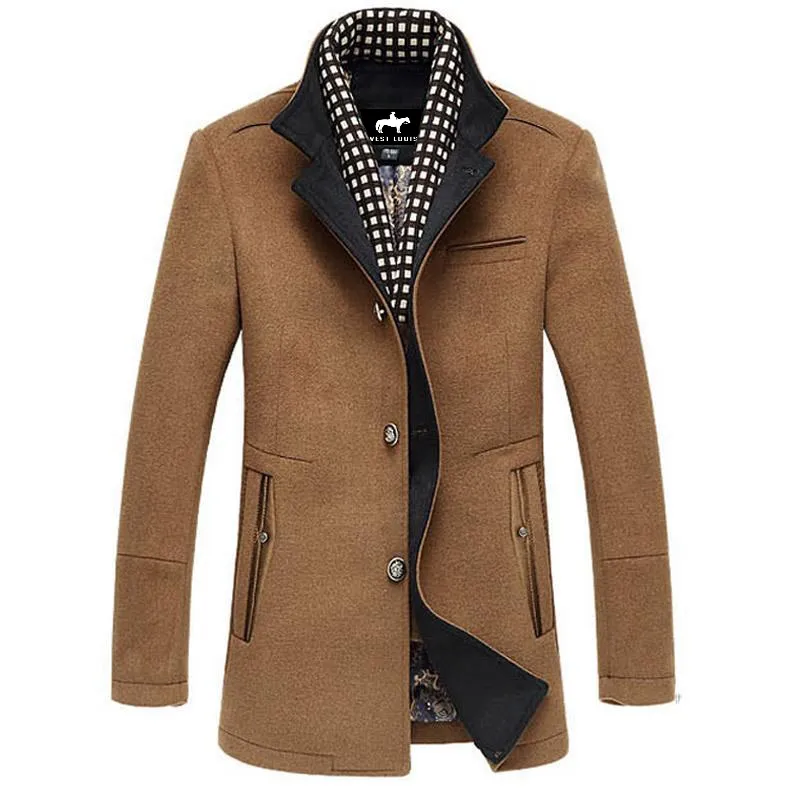 West Louis™ Splice Woolen Overcoat