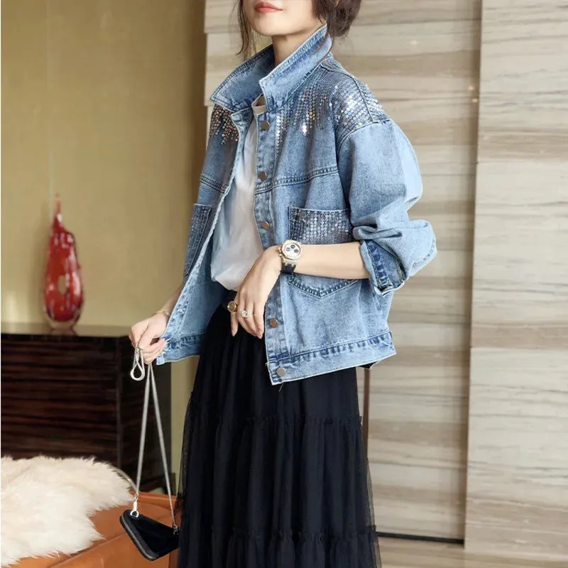 Women Denim Spring Autumn New Loose Fashion Jeans Long Sleeve Coat